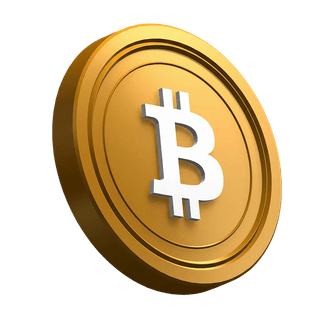 Elemento visivo nella sezione hero con una moneta Bitcoin BTC inclinata
